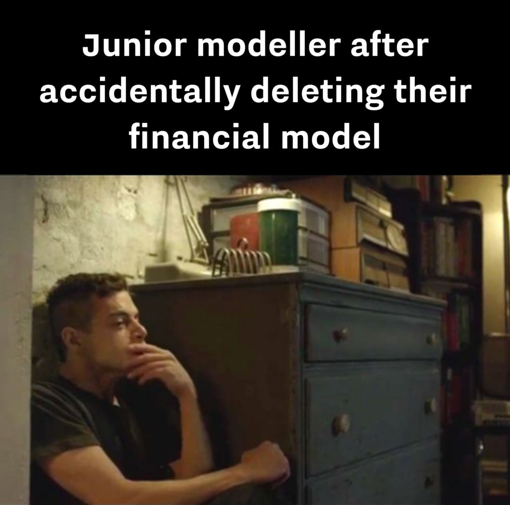 Junior financial modeller meme